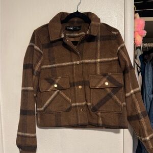 Ci Sono Brown Plaid Coat
